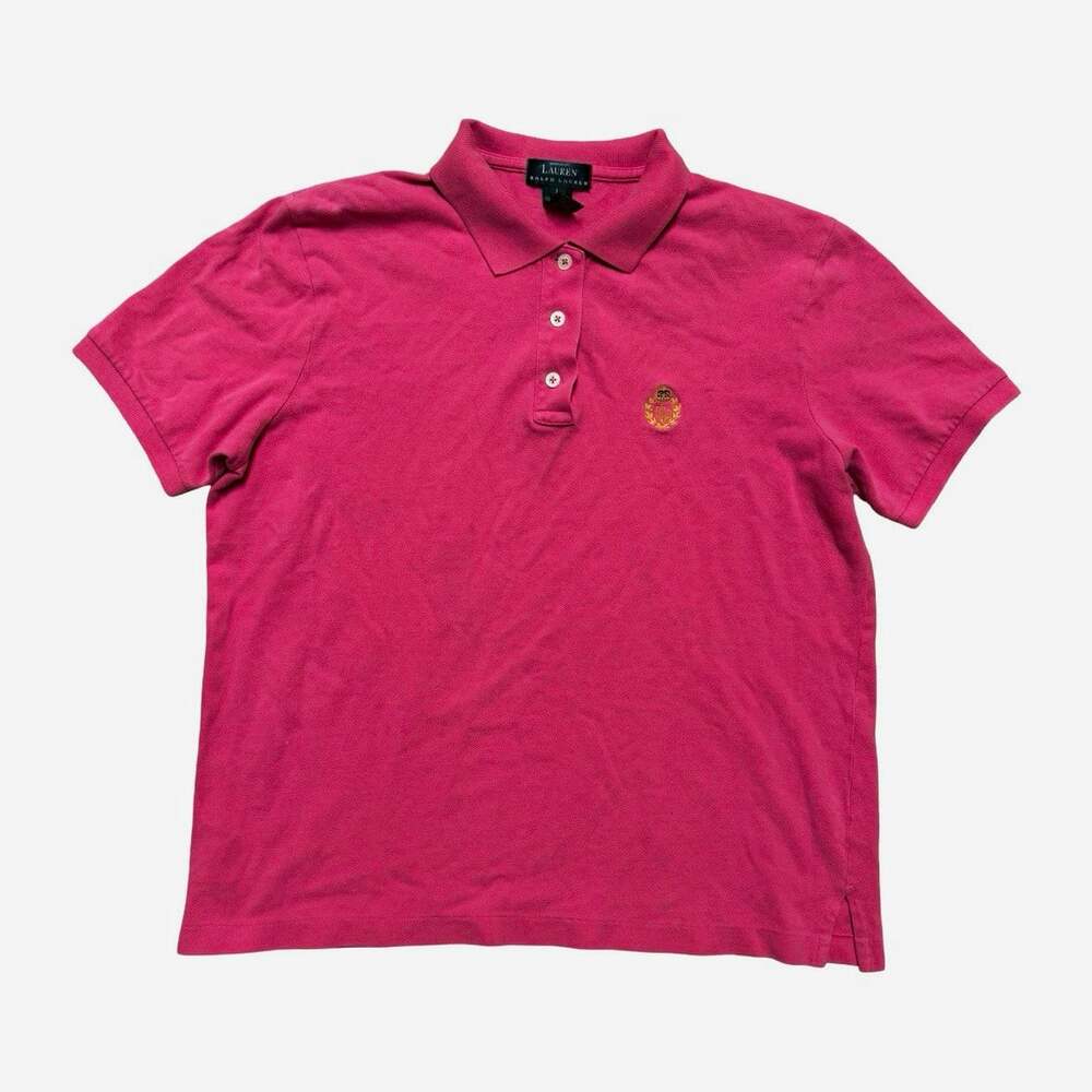 Lauren Ralph Lauren Polo Shirt Men’s L Pink Cotton Knit Solid Logo Breathable